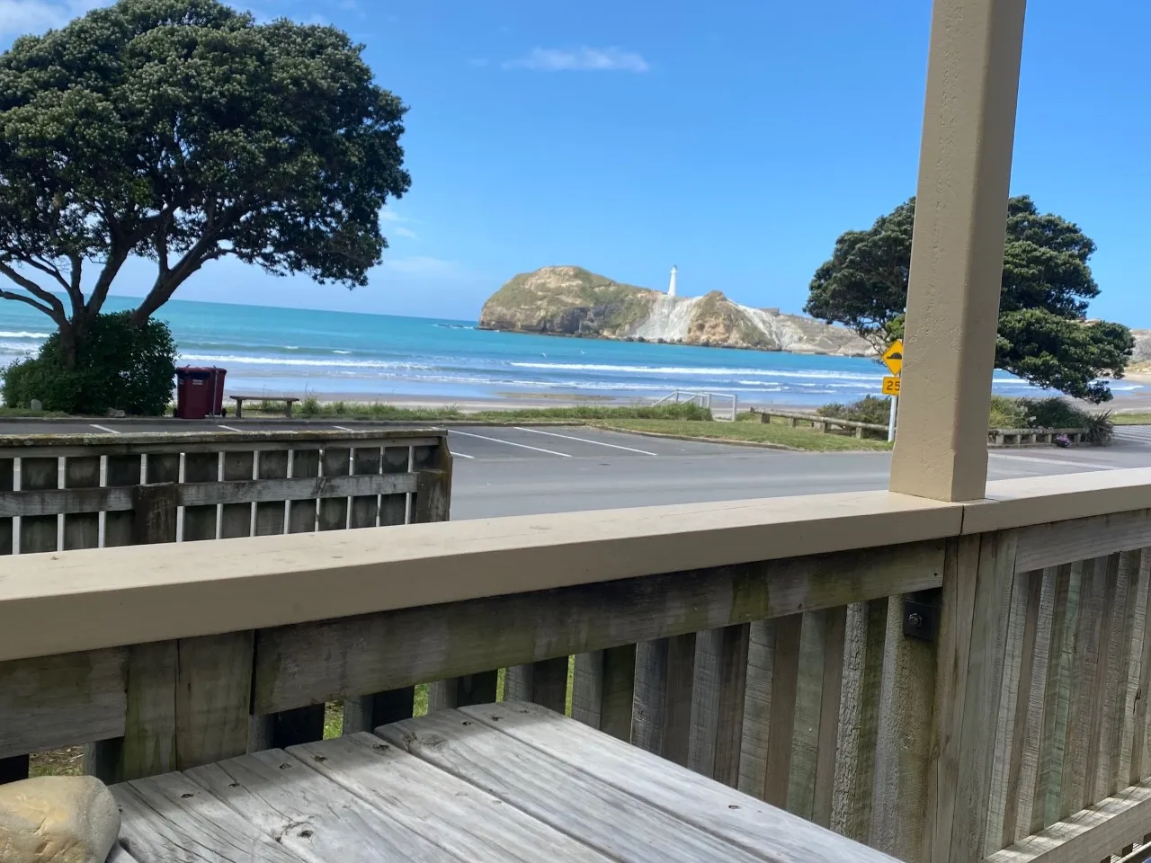 The sea and Castlepoint lighthouse viewed from Bach B’s deck